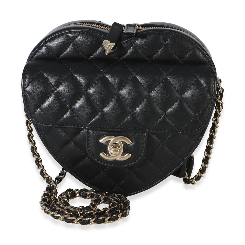 Chanel Black Quilted Lambskin CC In Love Heart Bag Handbag id
