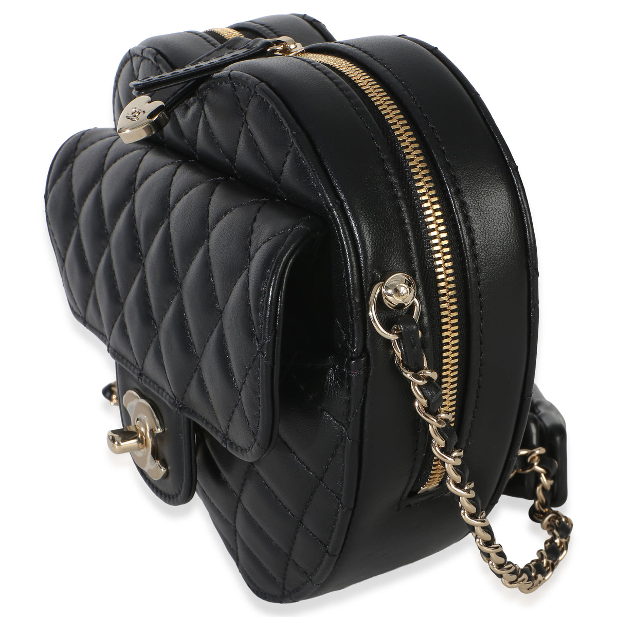 Chanel Black Quilted Lambskin CC In Love Heart Bag Handbag 2
