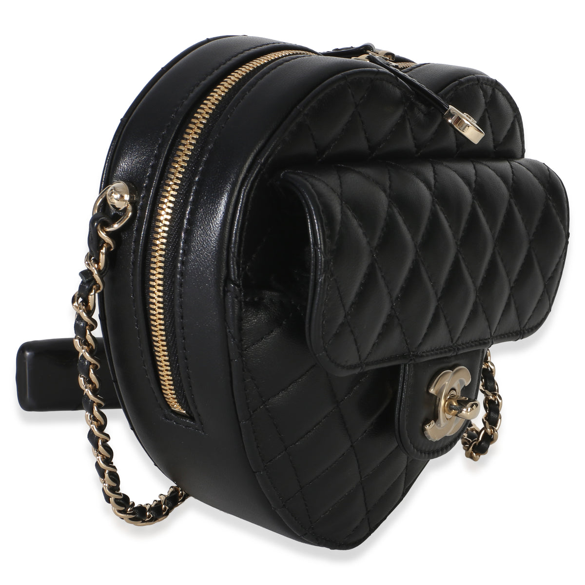 Chanel Black Quilted Lambskin CC In Love Heart Bag Handbag 3