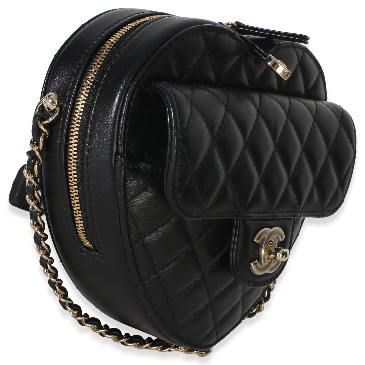 Chanel Black Quilted Lambskin CC In Love Heart Bag Handbag 4