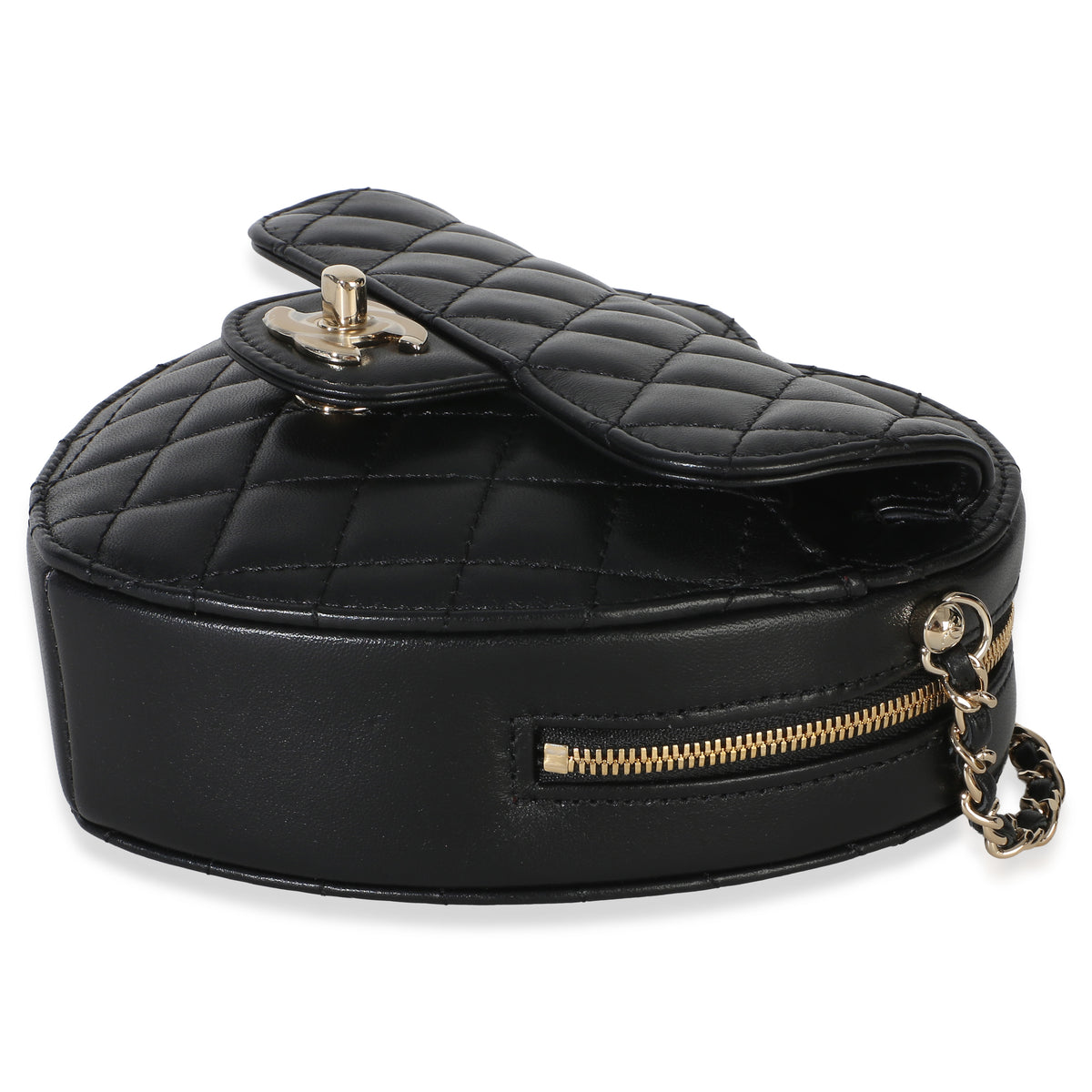 Chanel Black Quilted Lambskin CC In Love Heart Bag Handbag 6