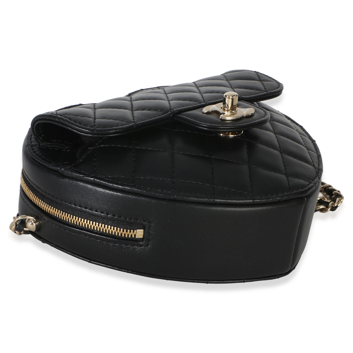 Chanel Black Quilted Lambskin CC In Love Heart Bag Handbag 7
