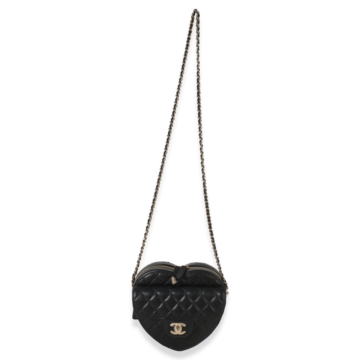Chanel Black Quilted Lambskin CC In Love Heart Bag Handbag 8