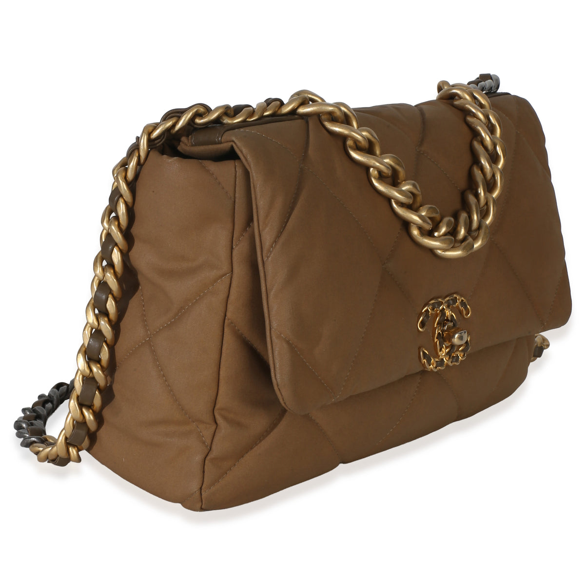 Chanel Brown Quilted Canvas Large  19 Flap Bag Handbag 3