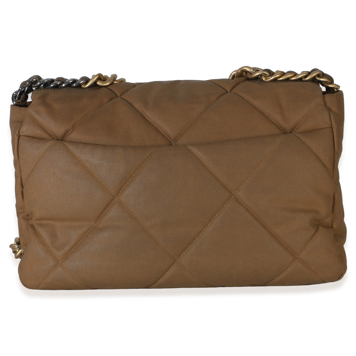Chanel Brown Quilted Canvas Large  19 Flap Bag Handbag 4