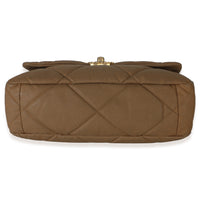 Chanel Brown Quilted Canvas Large  19 Flap Bag Handbag 5