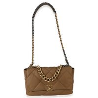 Chanel Brown Quilted Canvas Large  19 Flap Bag Handbag 8