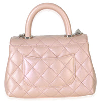 Chanel Light Pink Iridescent Quilted Caviar Mini Coco Top Handle Flap Bag Handbag 4