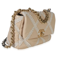 Chanel Beige Calfskin Crochet Medium  19 Flap Bag Handbag 3