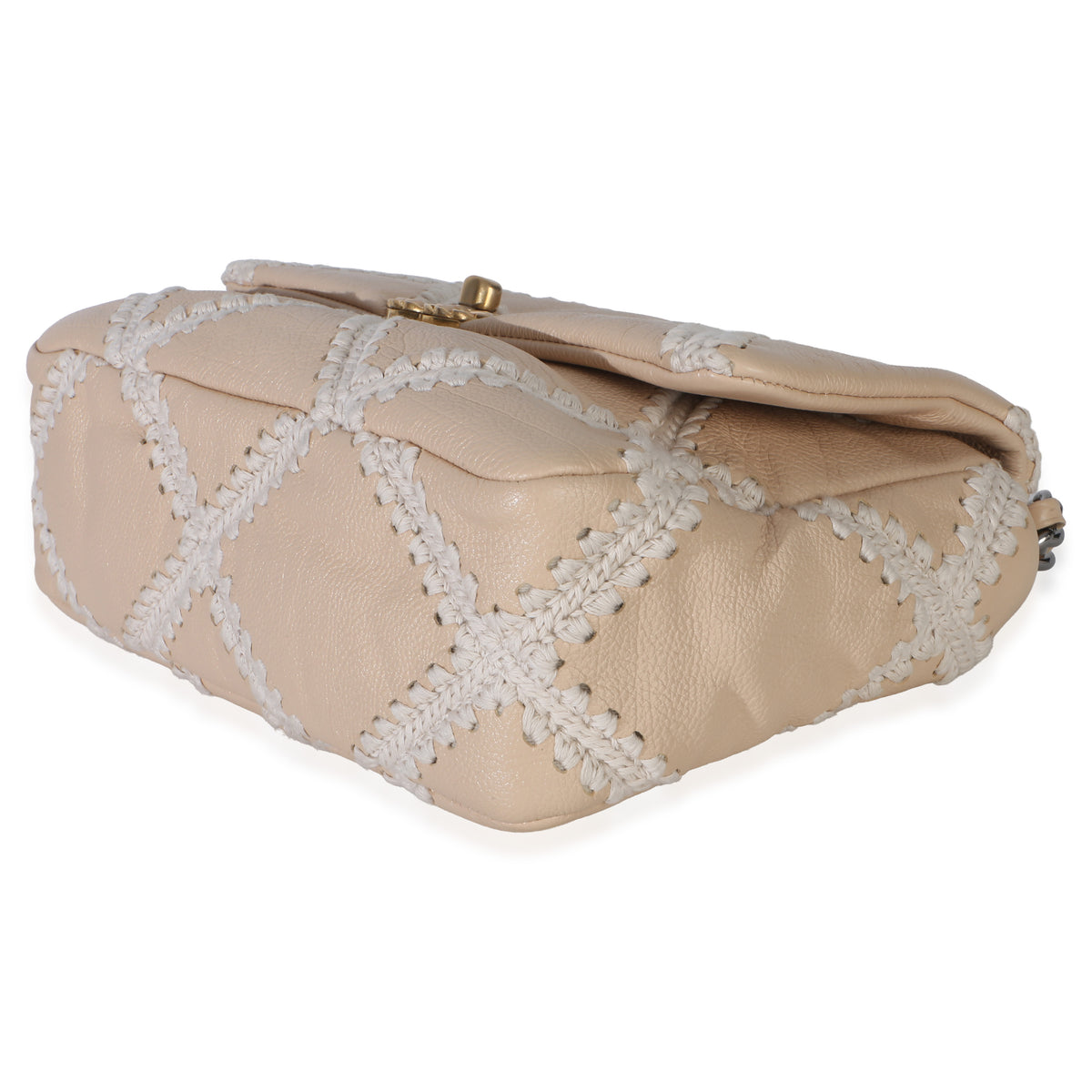 Chanel Beige Calfskin Crochet Medium  19 Flap Bag Handbag 6
