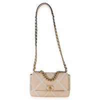 Chanel Beige Calfskin Crochet Medium  19 Flap Bag Handbag 8