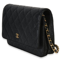 Chanel Black Quilted Caviar Classic Wallet On Chain Handbag 2