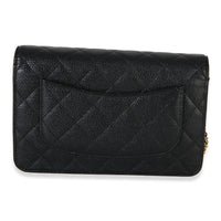 Chanel Black Quilted Caviar Classic Wallet On Chain Handbag 4