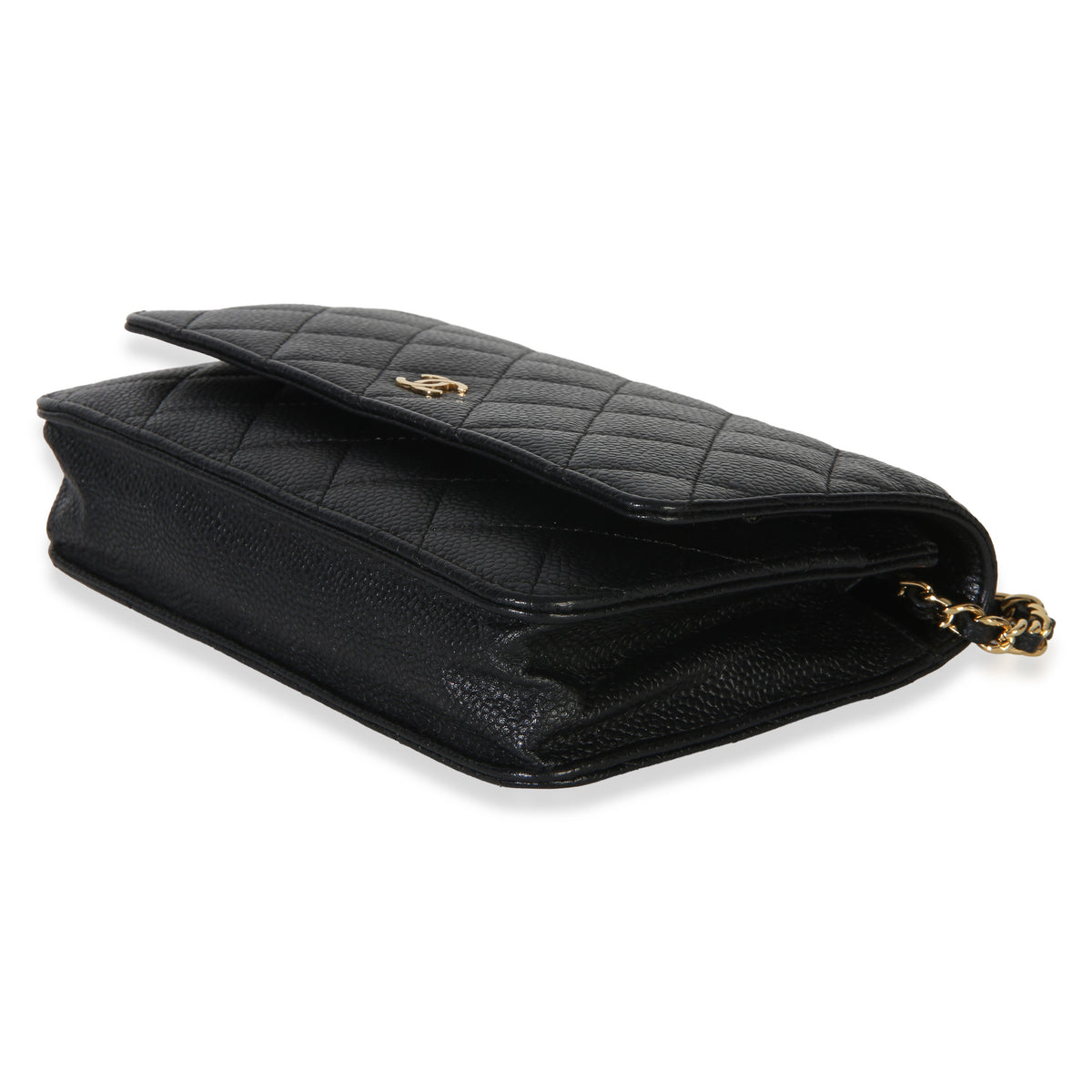 Chanel Black Quilted Caviar Classic Wallet On Chain Handbag 6