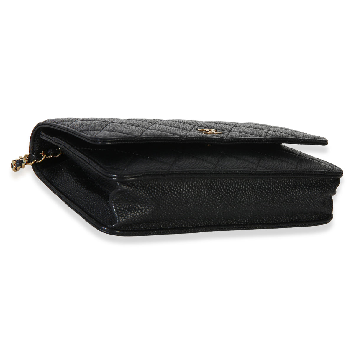 Chanel Black Quilted Caviar Classic Wallet On Chain Handbag 7