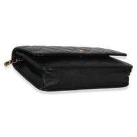 Chanel Black Quilted Caviar Classic Wallet On Chain Handbag 7