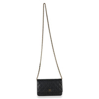 Chanel Black Quilted Caviar Classic Wallet On Chain Handbag 8