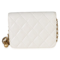 Chanel White Quilted Lambskin Pearl Crush Clutch With Chain Handbag 4