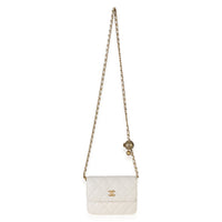 Chanel White Quilted Lambskin Pearl Crush Clutch With Chain Handbag 7