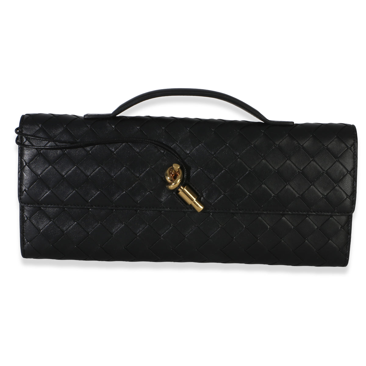 Bottega Veneta Black Nappa Intrecciato Long Andiamo Top Handle Clutch Handbag id