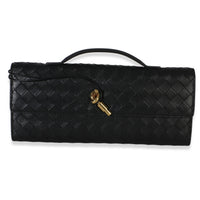 Bottega Veneta Black Nappa Intrecciato Long Andiamo Top Handle Clutch Handbag id