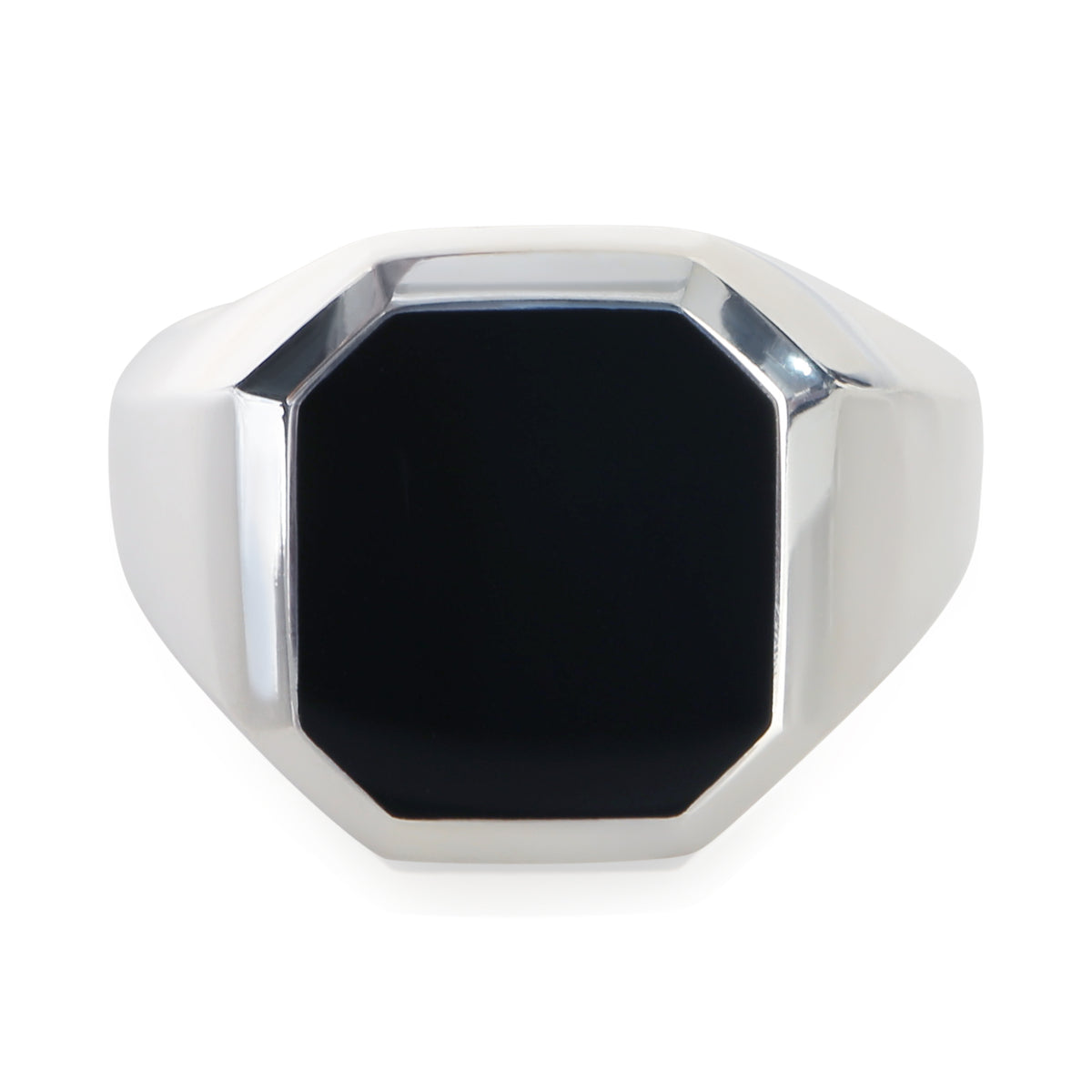 David Yurman Sterling Silver Onyx Streamline Signet Ring fv