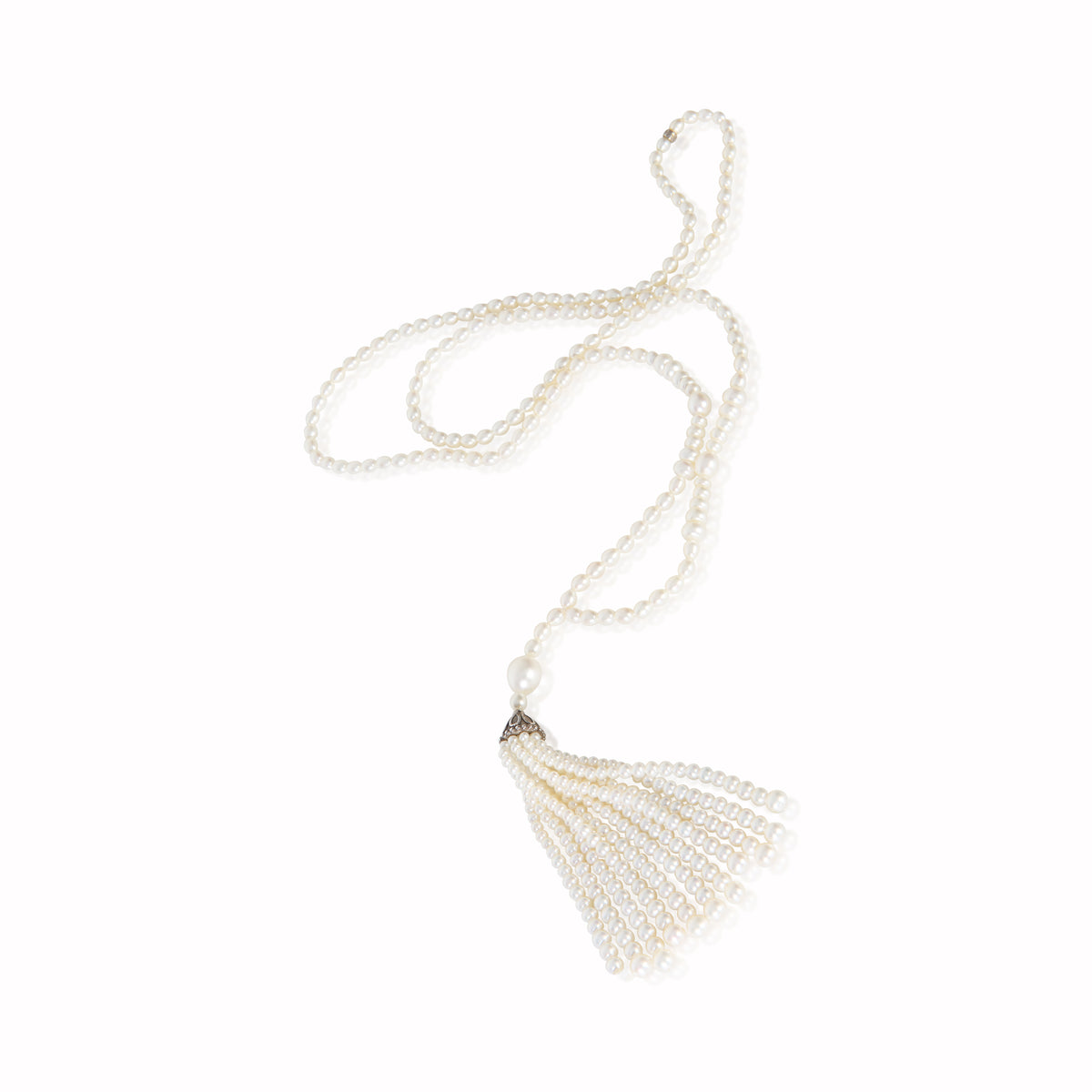 Tiffany & Co. Sterling Silver Pearl Ziegfeld Tassel Necklace 3