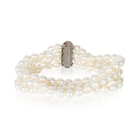 Tiffany & Co. Sterling Silver Pearl and Onyx Ziegfeld 4 Strand Bracelet 3