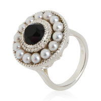 Tiffany & Co. Sterling Silver Onyx and Pearl Cocktail Ring 4