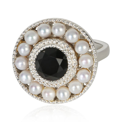 Tiffany & Co. Sterling Silver Onyx and Pearl Cocktail Ring fv