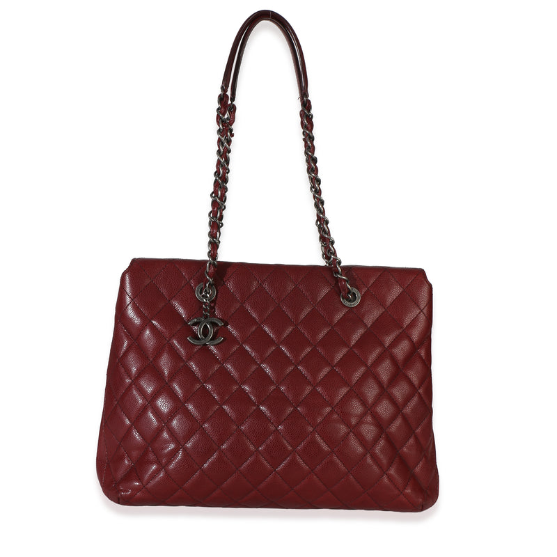Chanel Burgundy Quilted Caviar Large City Shopping Tote Handbag id
