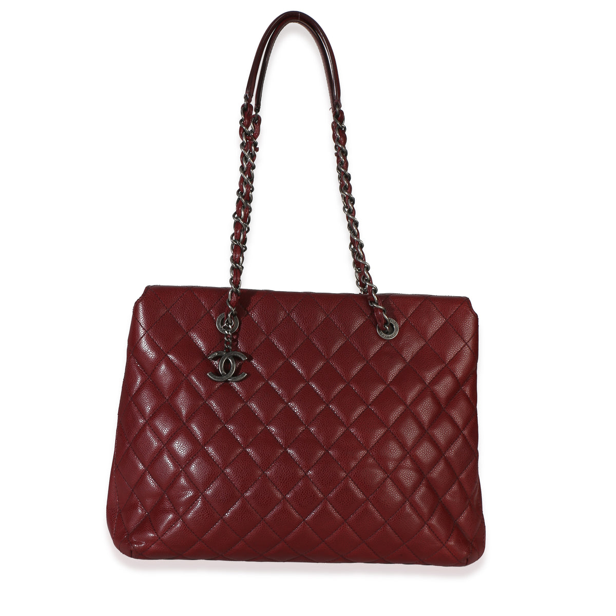 Chanel Burgundy Quilted Caviar Large City Shopping Tote Handbag id