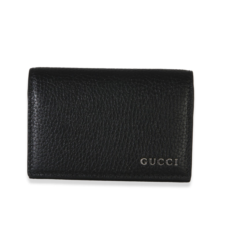 Gucci Black Dollar Calfskin Logo Card Case Wallet Wallet id