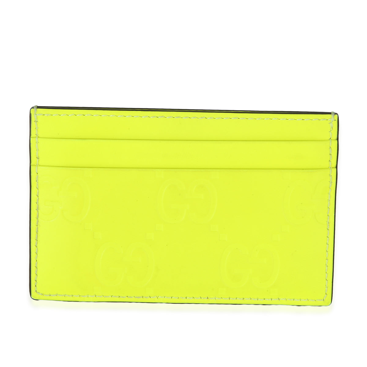 Gucci Neon Yellow Rubber Effect Monogram Card Holder Wallet id