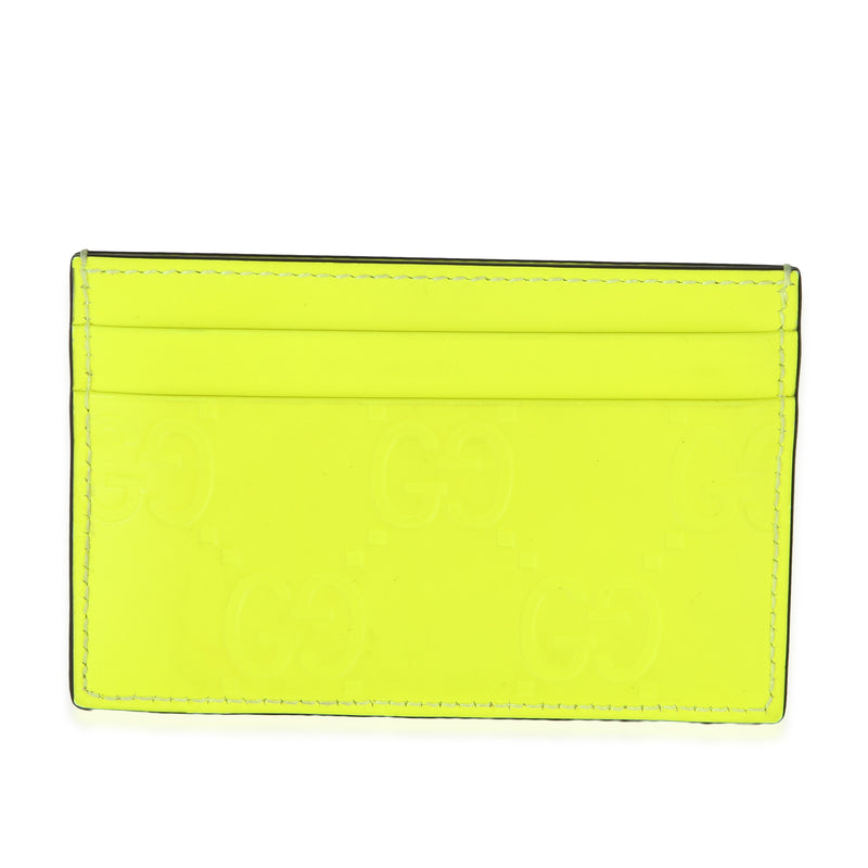 Gucci Neon Yellow Rubber Effect Monogram Card Holder Wallet id