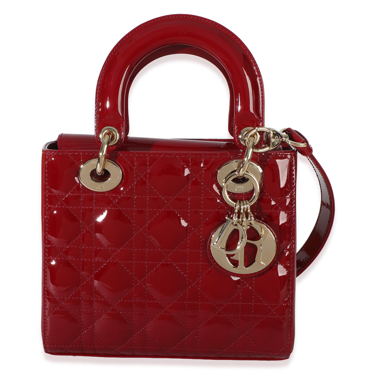 Christian Dior Red Patent Cannage Small Lady Dior Handbag id