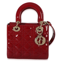 Christian Dior Red Patent Cannage Small Lady Dior Handbag id