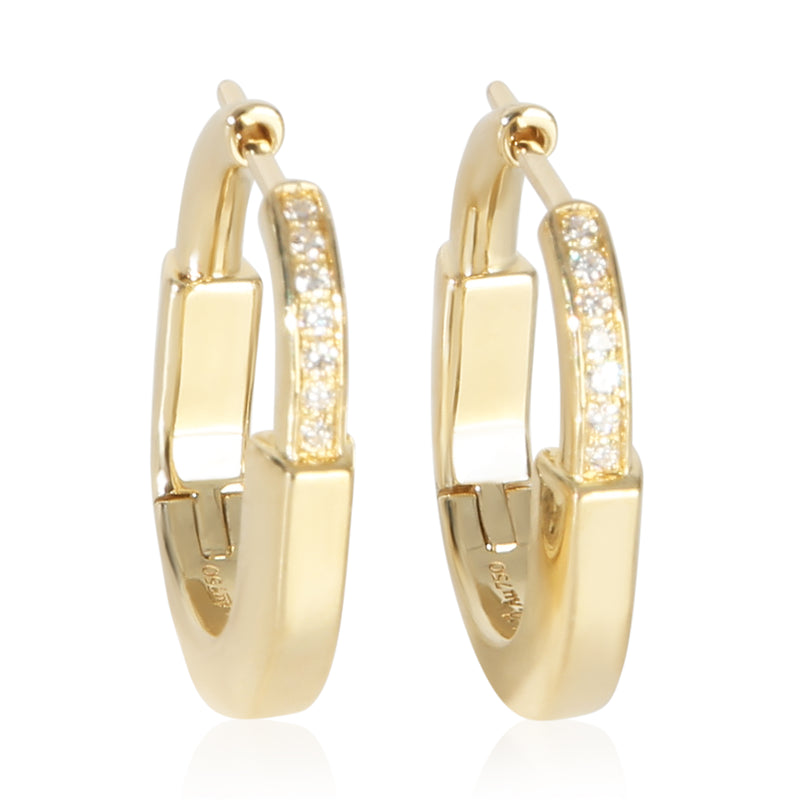 Tiffany & Co. Yellow Gold Diamond Small Model Lock Earrings id