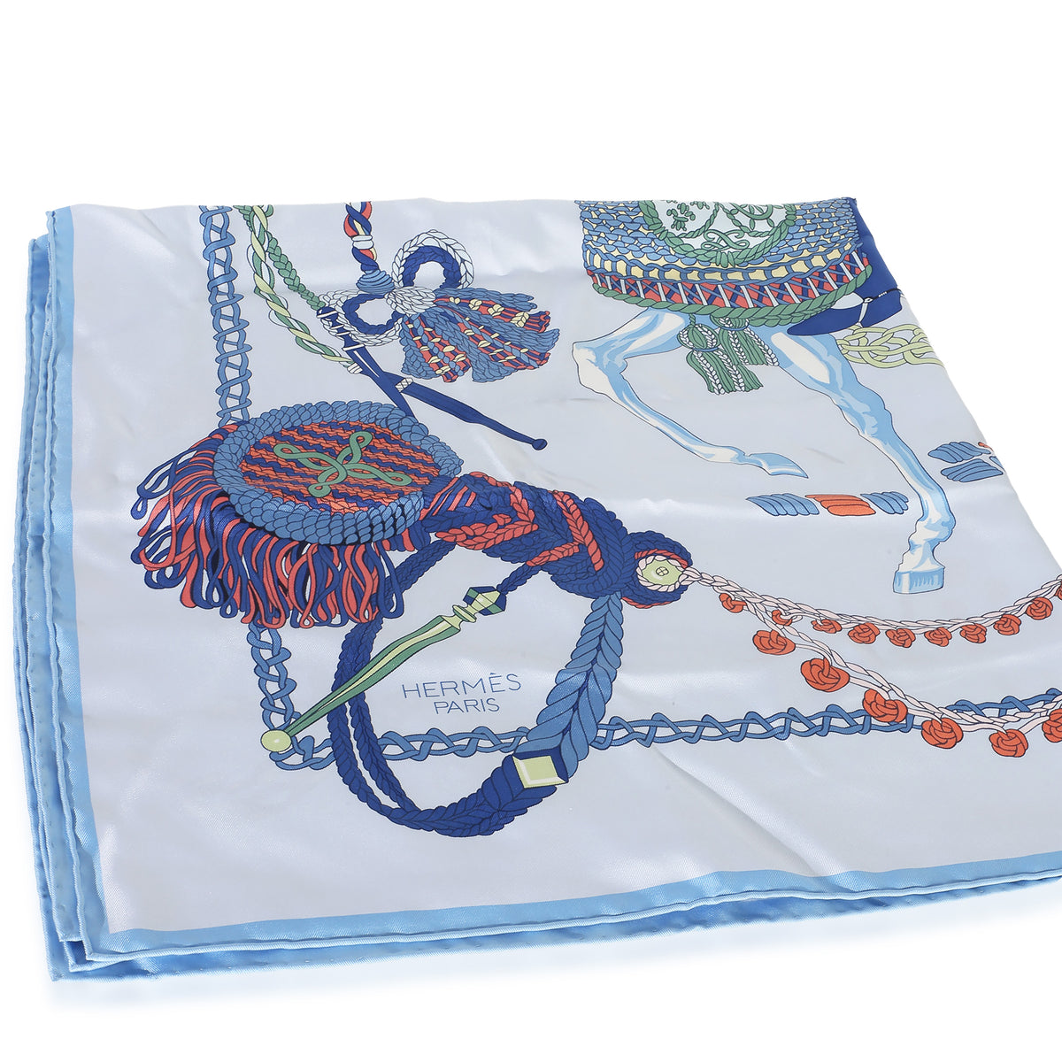 Hermès Bleu Ciel Silk Le Timbalier Scarf 90 3