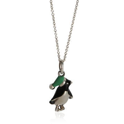 Tiffany & Co. Sterling Silver  Enamel Penguin Pendant fv