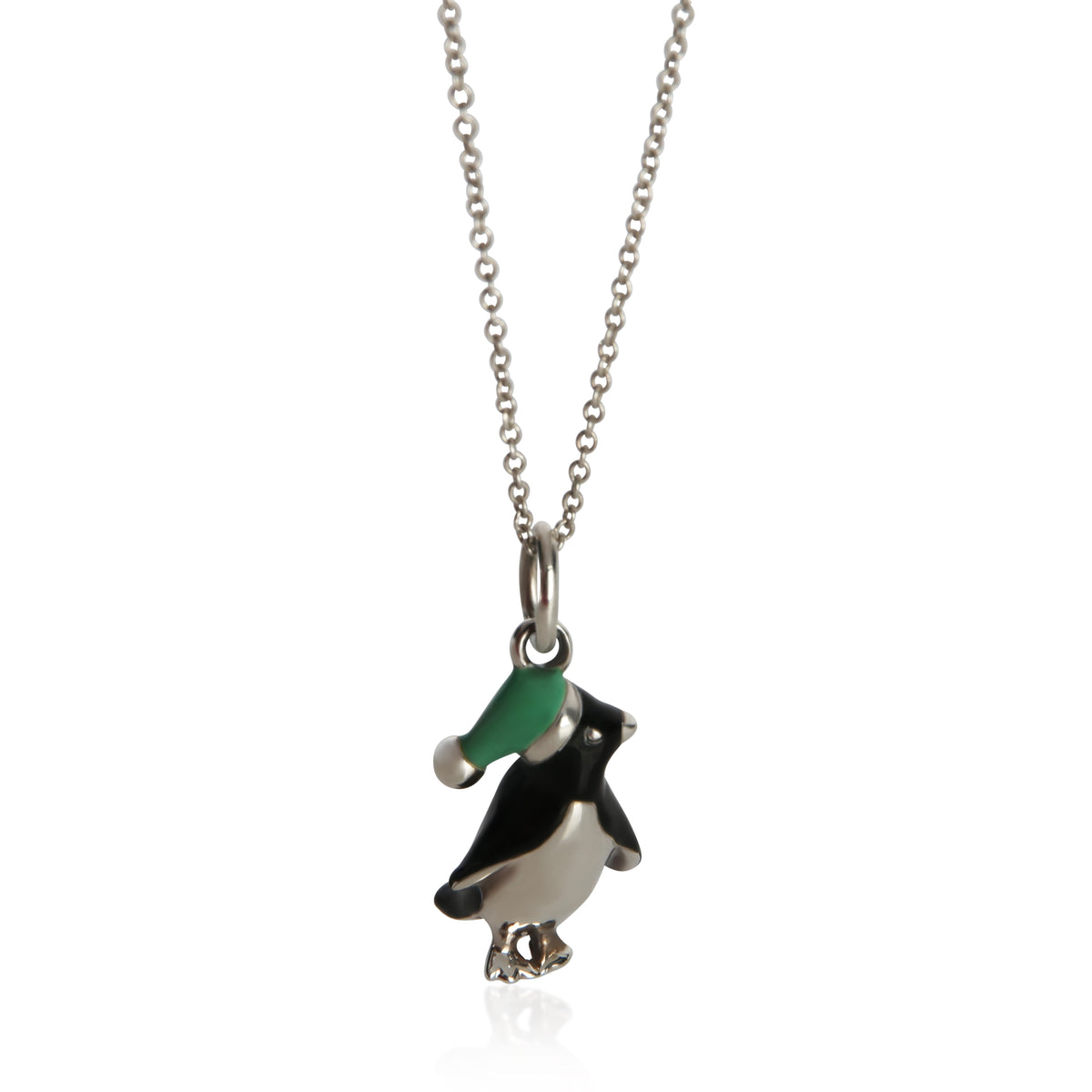 Tiffany & Co. Sterling Silver  Enamel Penguin Pendant fv