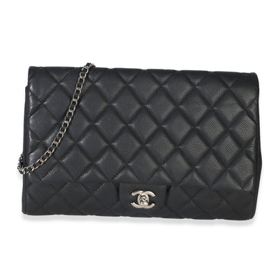 Chanel Black Quilted Caviar Clutch On Chain Handbag id