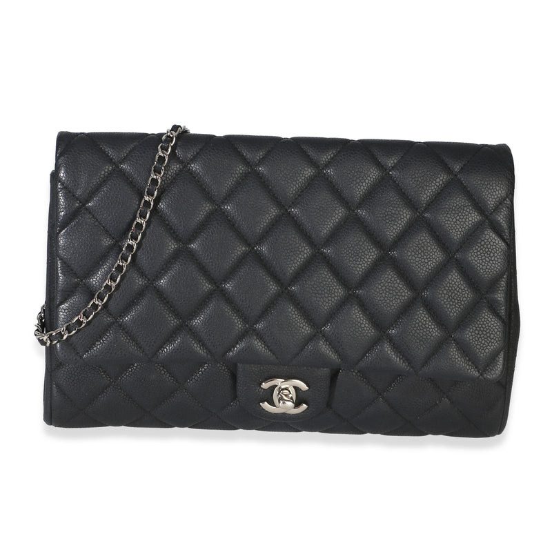 Chanel Black Quilted Caviar Clutch On Chain Handbag id