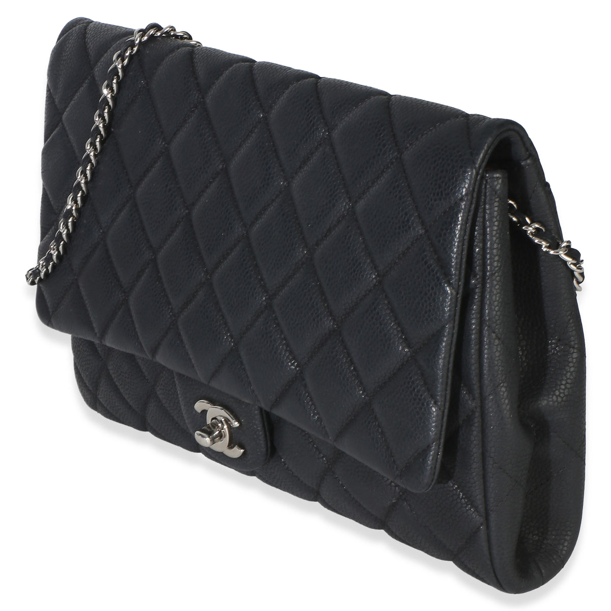 Chanel Black Quilted Caviar Clutch On Chain Handbag 2
