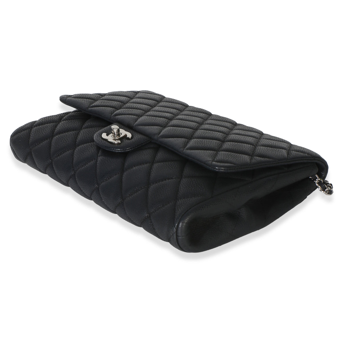 Chanel Black Quilted Caviar Clutch On Chain Handbag 6