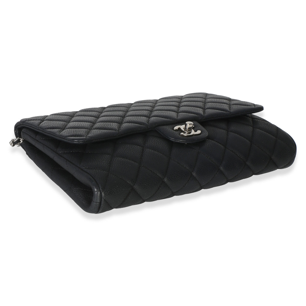 Chanel Black Quilted Caviar Clutch On Chain Handbag 7