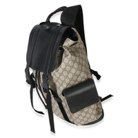 Gucci Beige Black GG Supreme Canvas Double Buckle Backpack Handbag 2