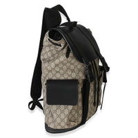 Gucci Beige Black GG Supreme Canvas Double Buckle Backpack Handbag 3