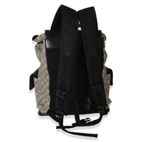 Gucci Beige Black GG Supreme Canvas Double Buckle Backpack Handbag 5