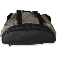 Gucci Beige Black GG Supreme Canvas Double Buckle Backpack Handbag 6